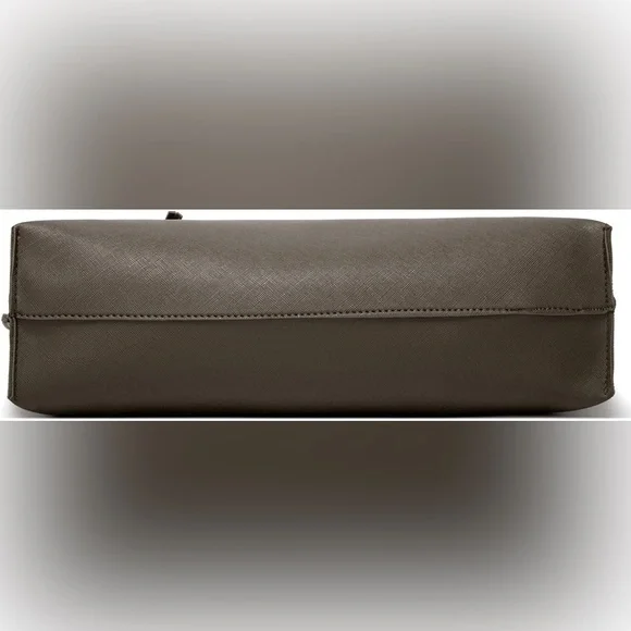 DARK GREEN SOFT FAUX LEATHER TOTE SHOULDER BAG - Picture 2 of 5